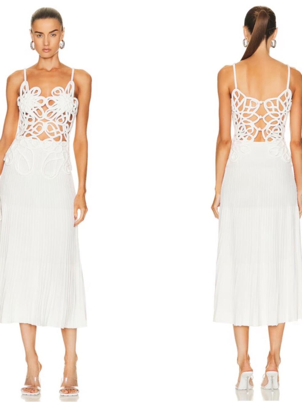 CULT GAIA Nalda Floral Crochet Knit Sheer White Midi Dress Size XL